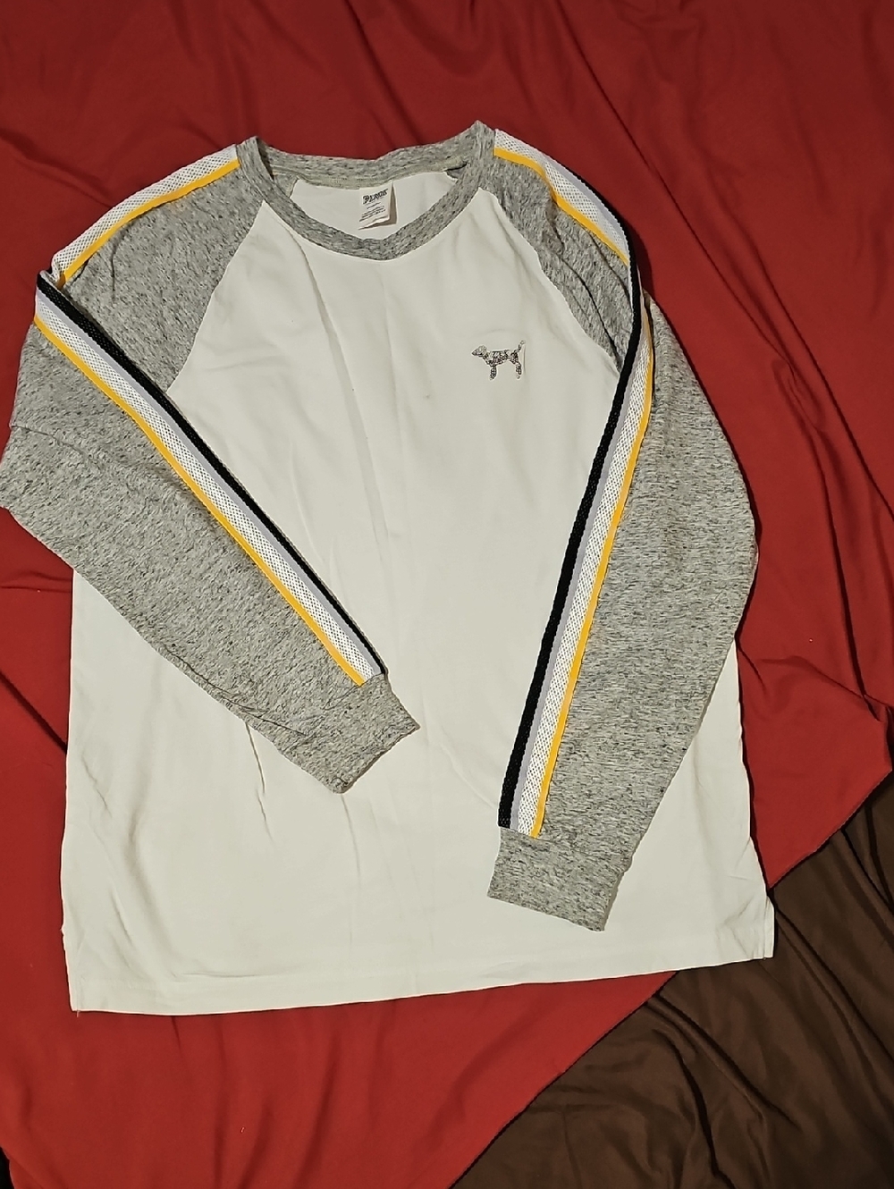 PINK Victoria's Secret White Tee with Heather Gray Trim